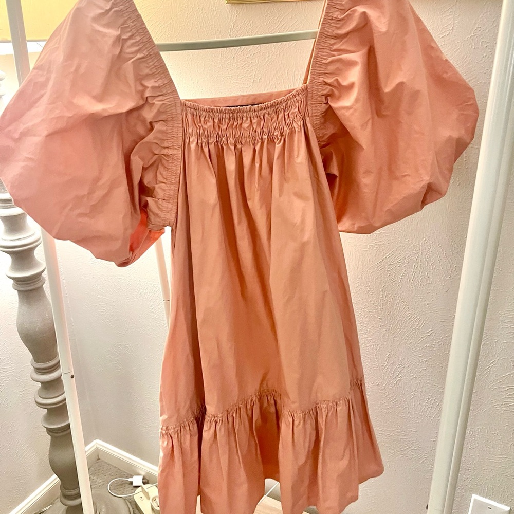 Peach Puff Sleeve Dress